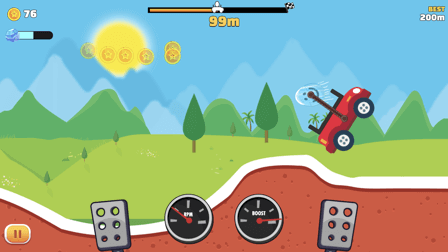 Eggy Car using the freeze power-up during a jump.